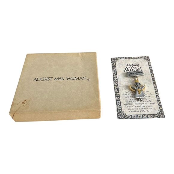 Dangling Silver/Goldtone Thinking of You Grandma Heart Angel Pin Brooch on Card - Picture 3 of 6